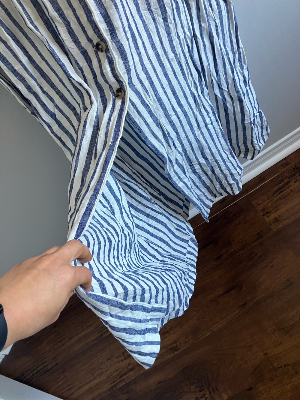 NWT size 8 Medium B. Young Sleeveless Blue & White Striped Button-Front Dress - Picture 4 of 9